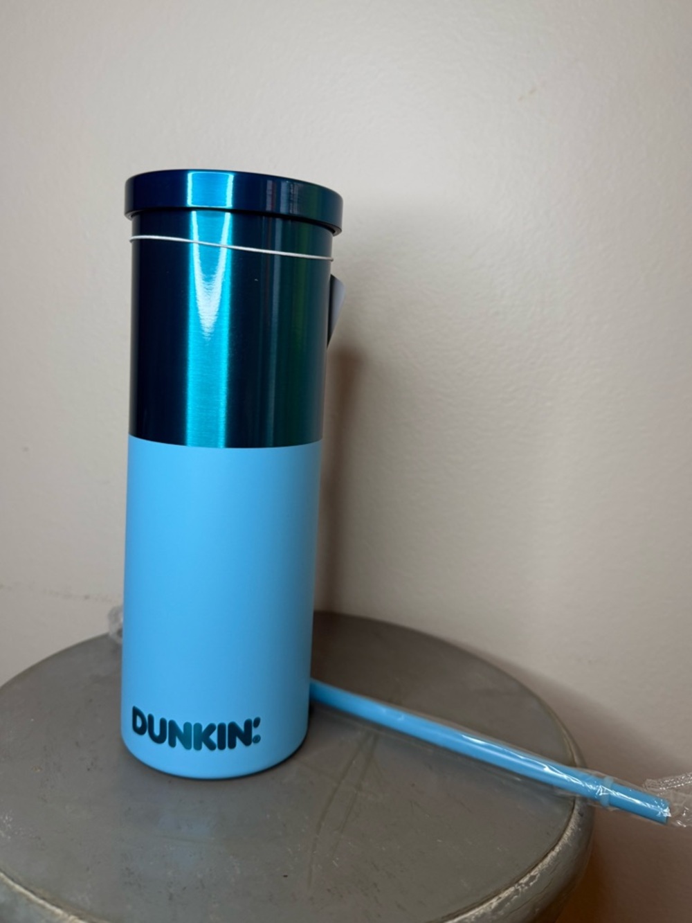 Dunkin' Two-Tone Blue Stainless Steel Travel Tumbler - Picture 2 of 3
